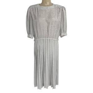 Vintage Liz Claiborne Floral Button Pleated Tea Dress 10 Petites Chiffon Silky